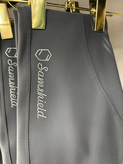 Samshield Ladies Adele Mid Rise Black Sand Agave Petrol Blue Metal Dot Logo l Detail Breech
