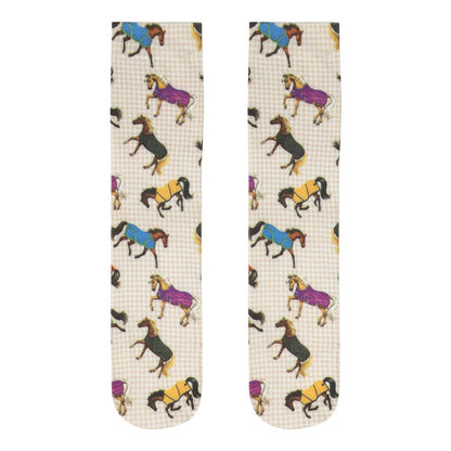 AWST Int'l Lila Horses in Blankets Equestrian Boot Socks Ladies: Multi / STD