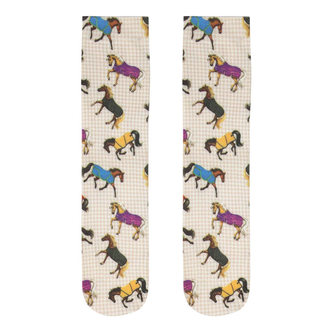 AWST Int'l Lila Horses in Blankets Equestrian Boot Socks Ladies: Multi / STD