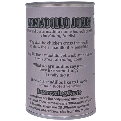Canned Armadillo | Stuffed Animal Plush w/Funny Jokes on Can: Regular Lid