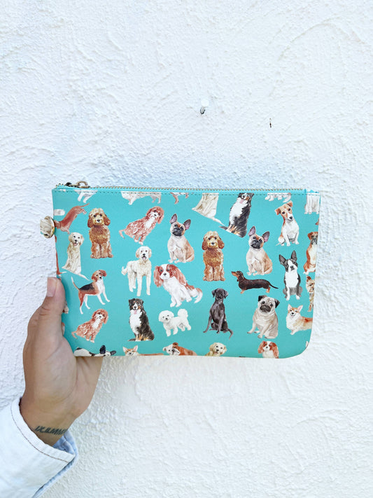 Dog gift bag, loaf, cute pouch | doodle, golden, frenchie: Flat Pouch