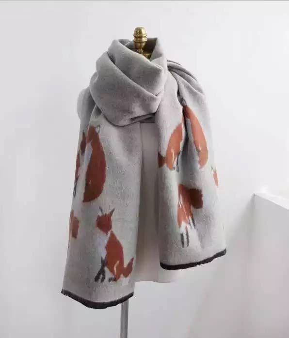 Tallyho Mr Fox Soft Winter Scarf Shawl: Mint/Tan