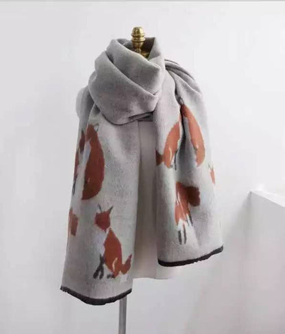 Tallyho Mr Fox Soft Winter Scarf Shawl: Mint/Tan