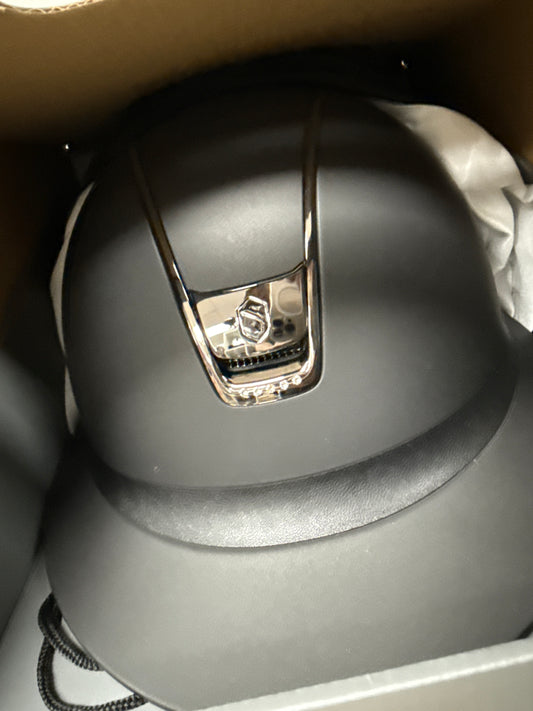 Helmet Miss V2 Matt - Matt - Black Chrome Rails & Blazon - 5 Clear Swarovski Crystal - Samshield 2.0 Custom - MSBC5