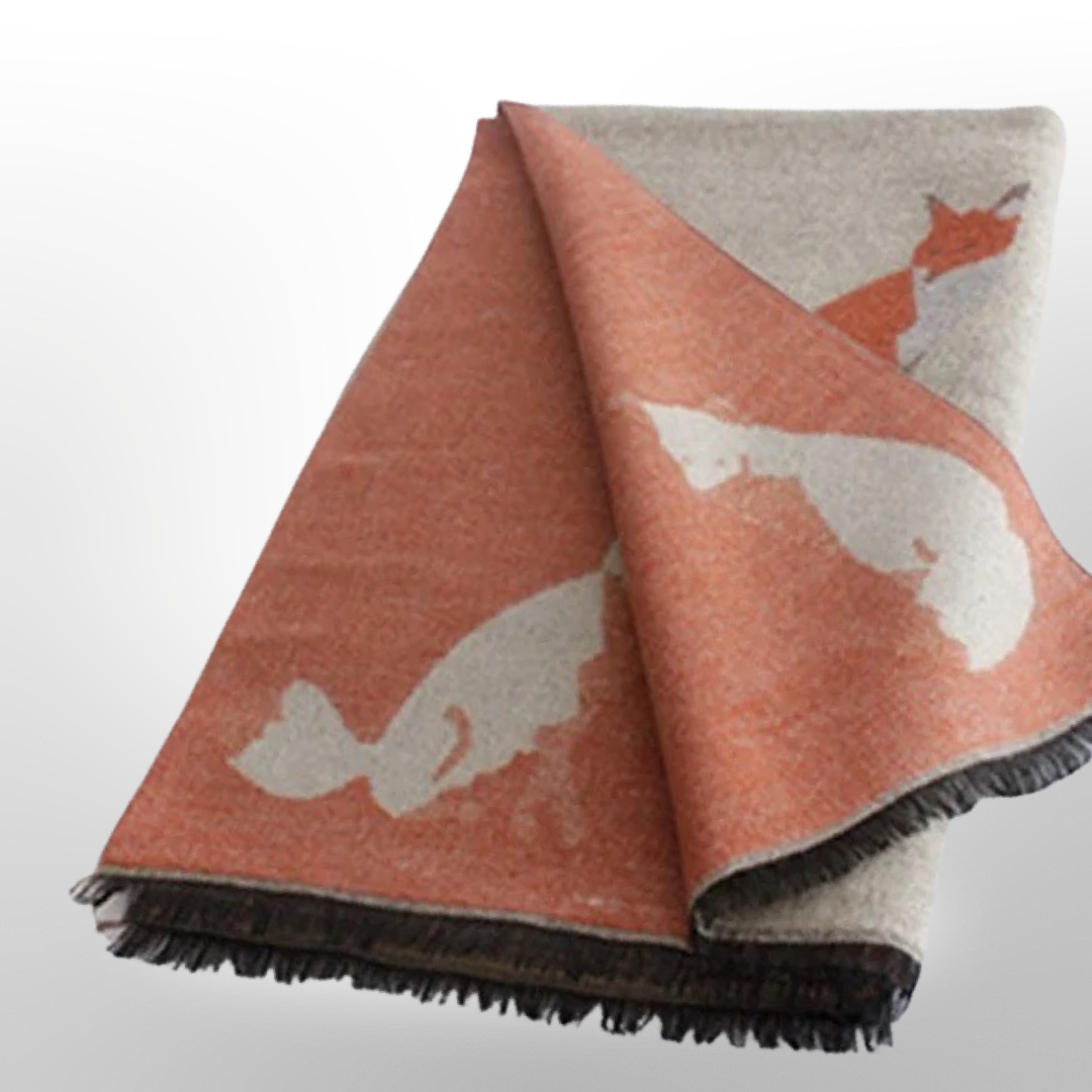 Tallyho Mr Fox Soft Winter Scarf Shawl: Mint/Tan