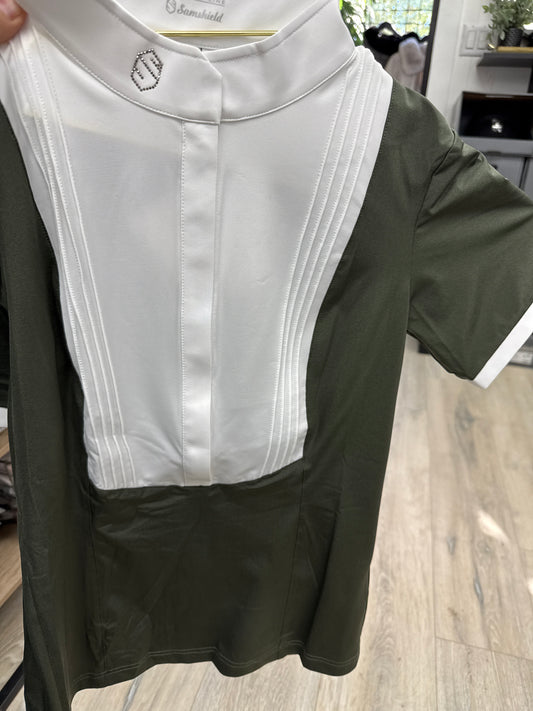 Samshield Ladies Show Shirt White Front - Short Sleeve - Sixtine, Georgia - Taupe, Navy, Kaki