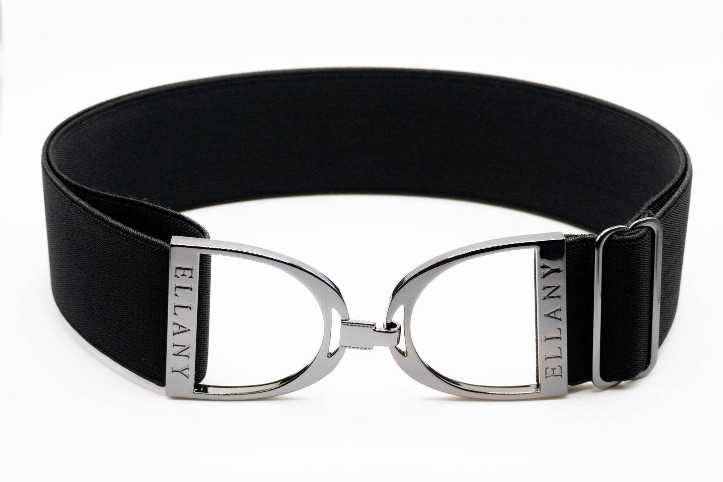 Black - 2" Gunmetal Stirrup Equestrian Elastic Belt