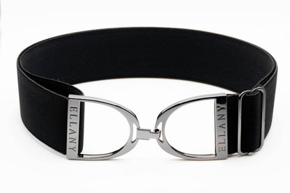 Black - 2" Gunmetal Stirrup Equestrian Elastic Belt