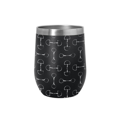 AWST Int'l 12 oz Stainless Steel Wine Tumbler-Lila Vintage Snaffle Bit: Blue / STD