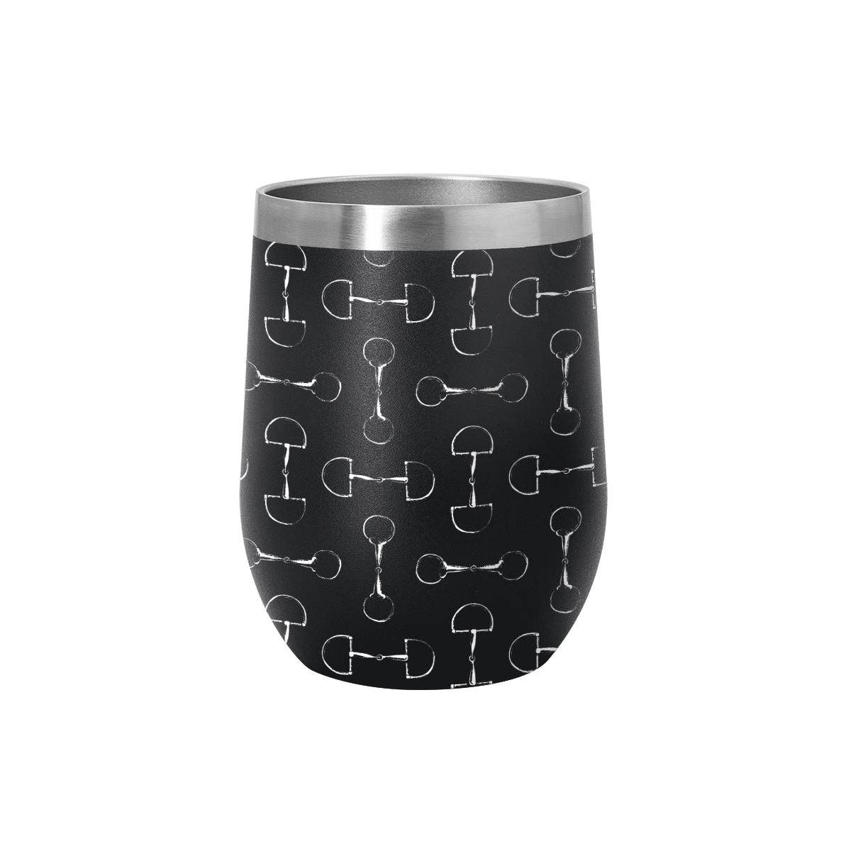 AWST Int'l 12 oz Stainless Steel Wine Tumbler-Lila Vintage Snaffle Bit: White / STD