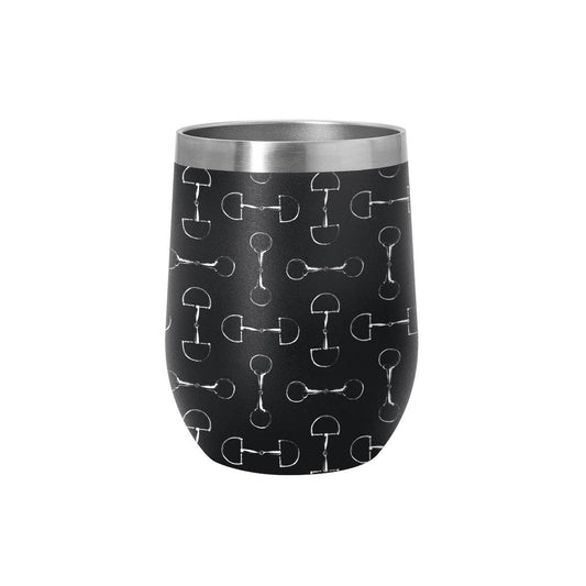 AWST Int'l 12 oz Stainless Steel Wine Tumbler-Lila Vintage Snaffle Bit: Black / STD