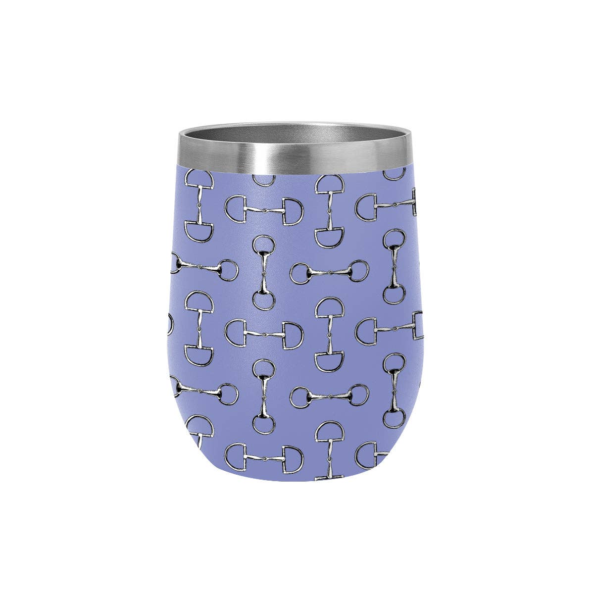 AWST Int'l 12 oz Stainless Steel Wine Tumbler-Lila Vintage Snaffle Bit: Blue / STD