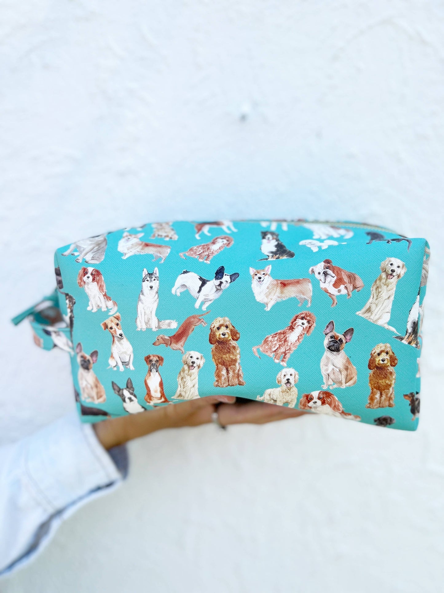 Dog gift bag, loaf, cute pouch | doodle, golden, frenchie: Flat Pouch