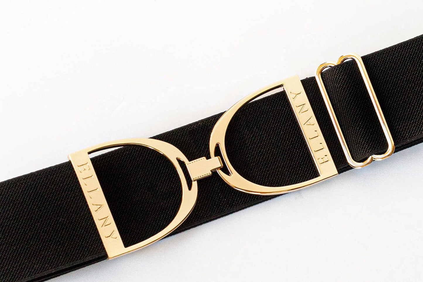 Black - 2" Gold Stirrup Equestrian Elastic Belt: Standard (Youth - Adult 2XL)