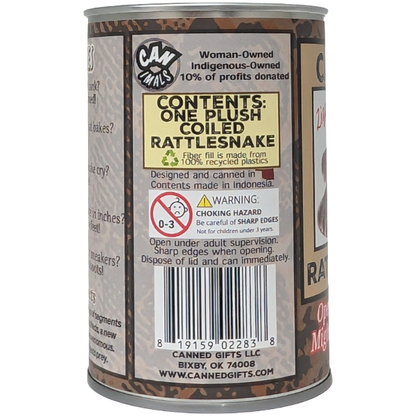Ziggy the Canned Rattlesnake Stuffed Plush w/Funny Jokes: Regular Lid
