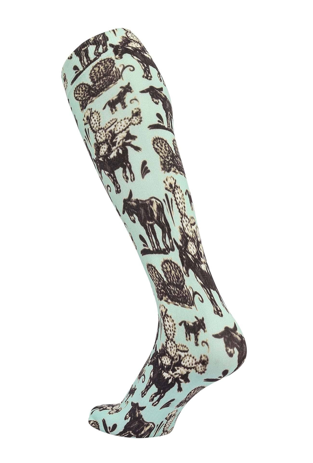 AWST Int'l Cactus Donkeys Socks: Light Green / STD