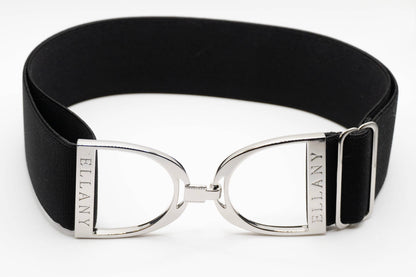 Houston Ellany Black - 2" Silver Stirrup Equestrian Elastic Belt