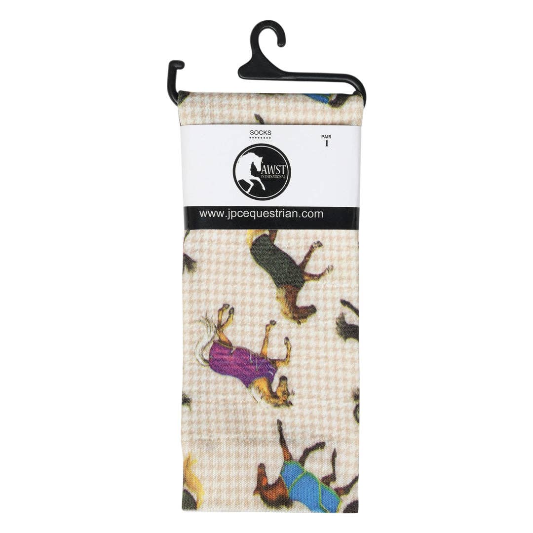 AWST Int'l Lila Horses in Blankets Equestrian Boot Socks Ladies: Multi / STD