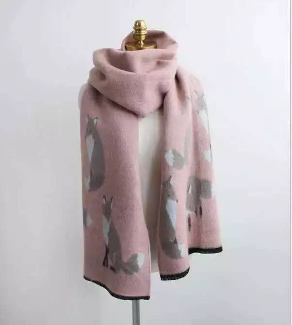 Tallyho Mr Fox Soft Winter Scarf Shawl: Mint/Tan