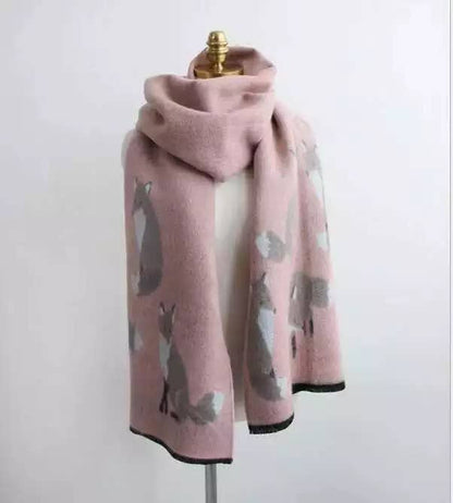 Tallyho Mr Fox Soft Winter Scarf Shawl: Mint/Tan