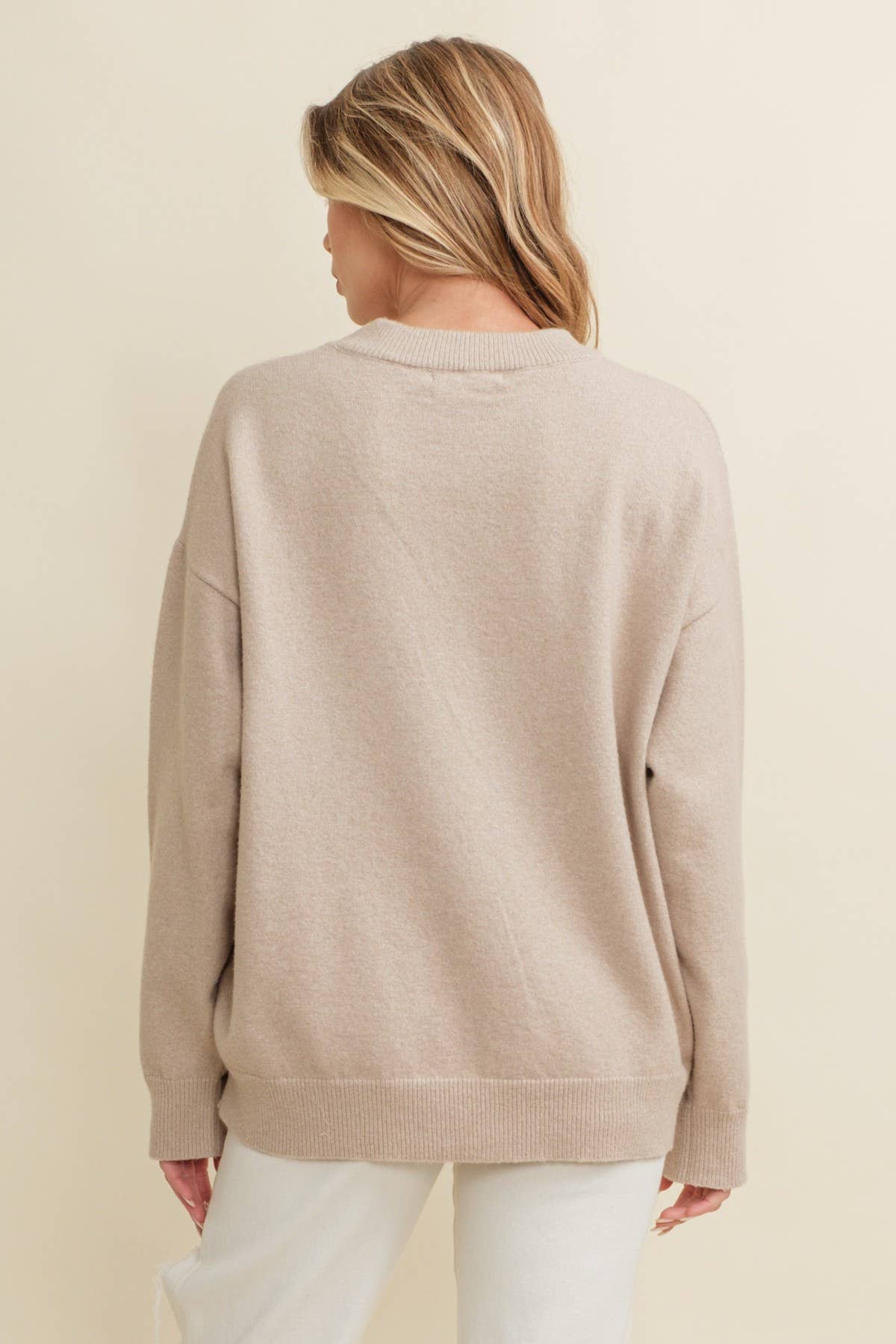 CSW13668 - HORSE SHOE PULLOVER SWEATER: Beige / S