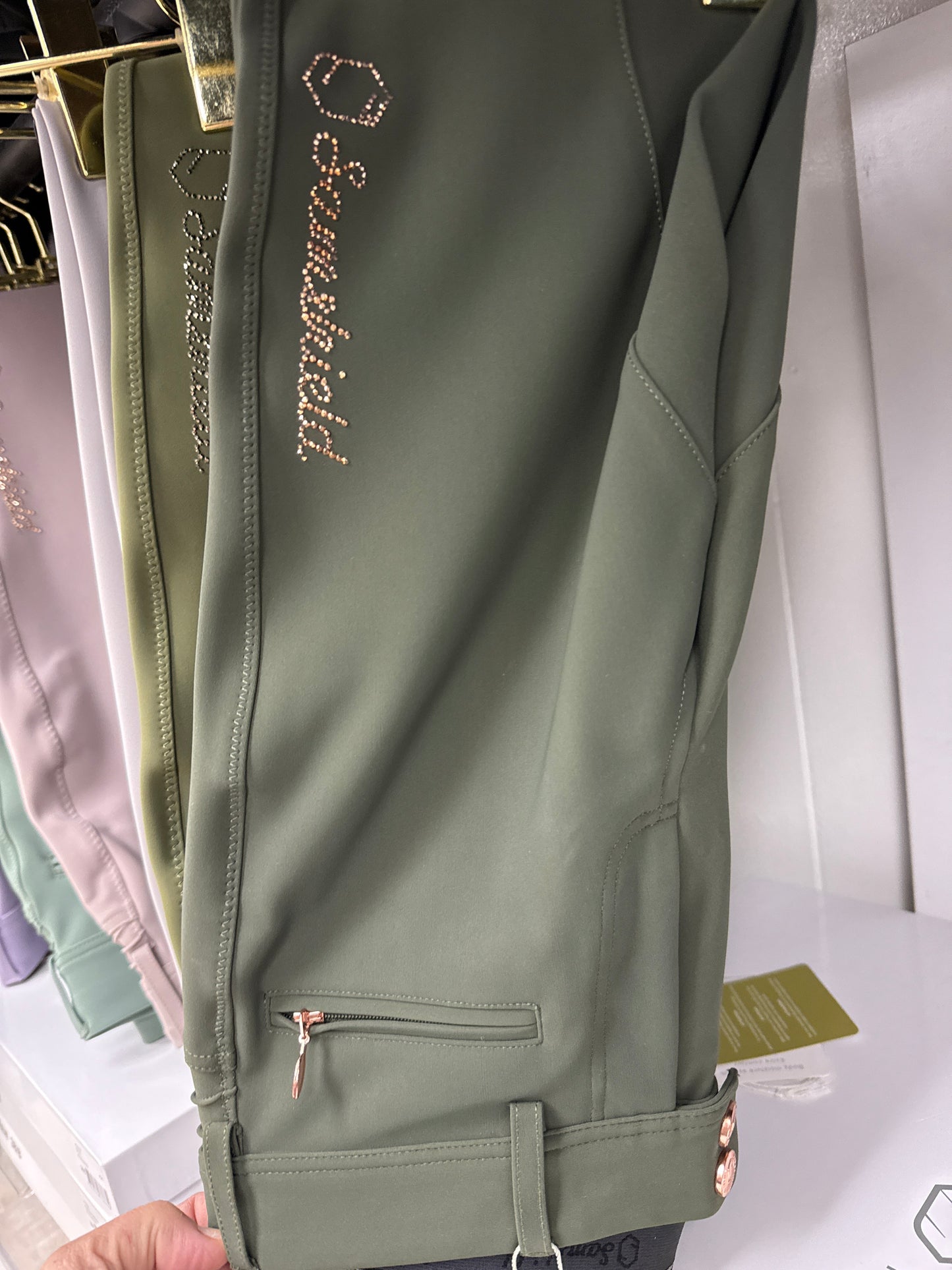 Samshield Ladies Adele Mid Rise Breech Kaki with Gunmetal Swarovski Crystal Detail