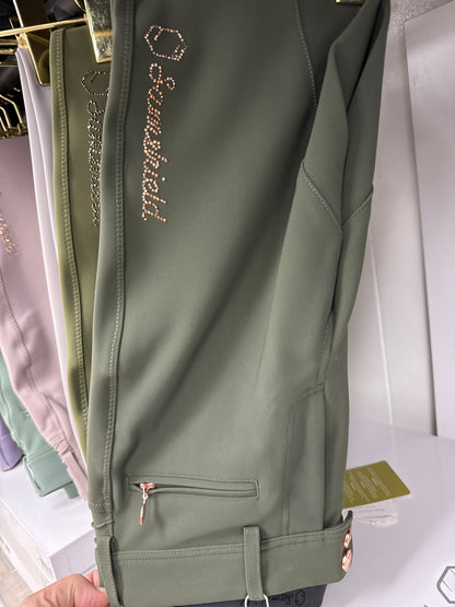 Samshield Ladies Adele Mid Rise Breech Kaki with Gunmetal Swarovski Crystal Detail