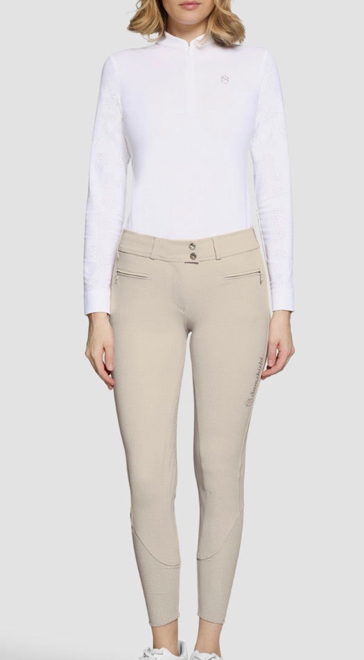 Samshield Ladies Chloe Metal Dots Mid Rise Knee Patch Breech Sand SS26