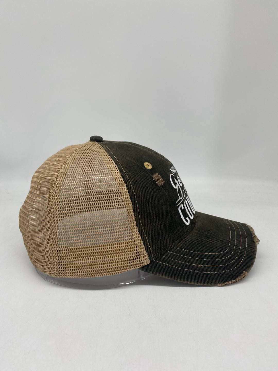 God’s Country Distressed Embroidered Trucker Cap Hat