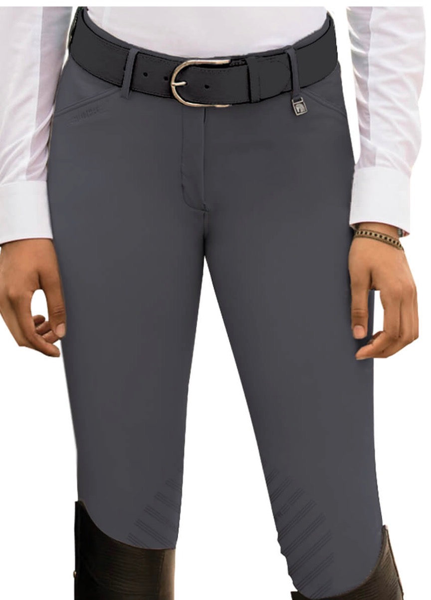 CLOSEOUT NWT Romfh Sarafina Knee Patch Breeches Silicone Mid Rise colors - Grey, Navy, Walnut