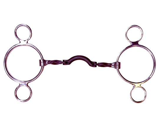 Bit Gag Nelson 2 Ring Slow Twist Low Port Hinge Avanti Italia Sweet Iron