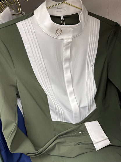Samshield Ladies Show Shirt Hunter Friendly White Front - Long Sleeve - Georgoria Sophia Gregoria Sixtine - Black, White, Burgandy, Pistaccio , Agave, Kaki