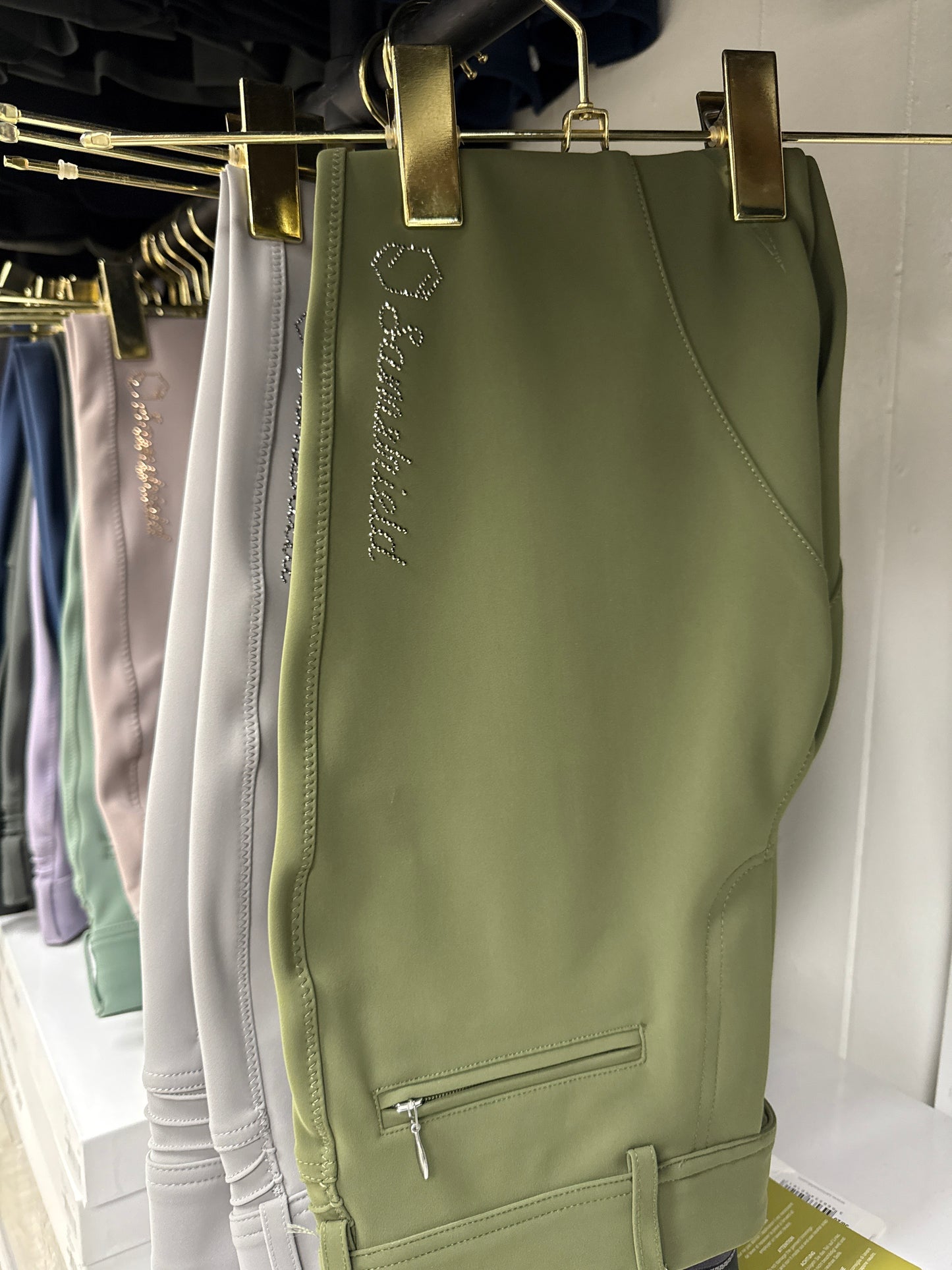 Samshield Ladies Adele Mid Rise Breech Kaki with Gunmetal Swarovski Crystal Detail