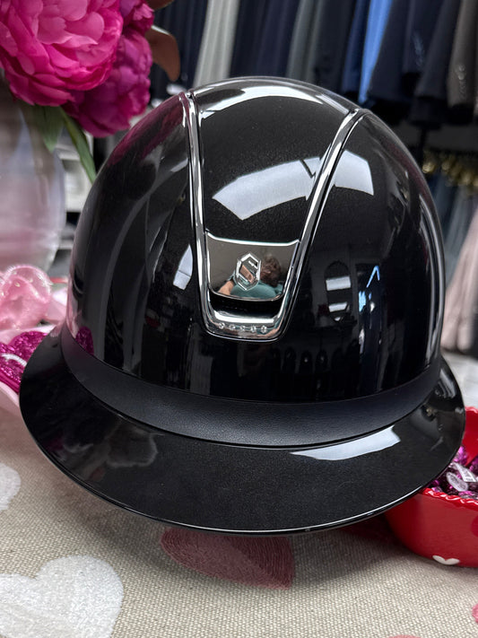Helmet Miss V2 Glossy - Glossy - Black Chrome Trim & Blazon - 5 Clear Crystal - Samshield Custom 2.0 - MSGBC5