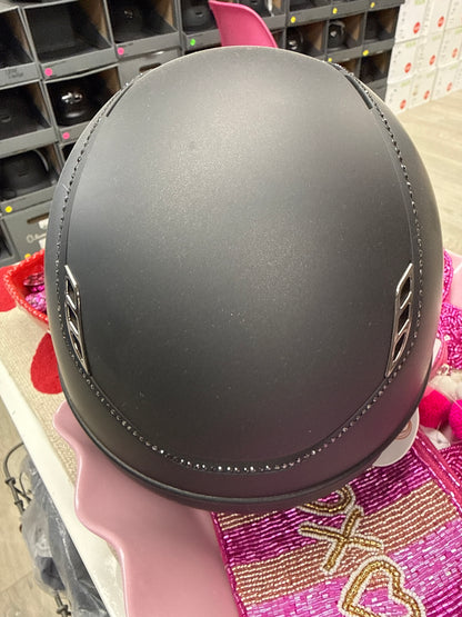 Helmet Miss V2 Matt - Matt - 356 Swarovski Crystal - Black Ultra Fine Rock Blazon - 5 Jet Hemitite - Darkline - Custom Samshield 2.0 - MS356M5UF