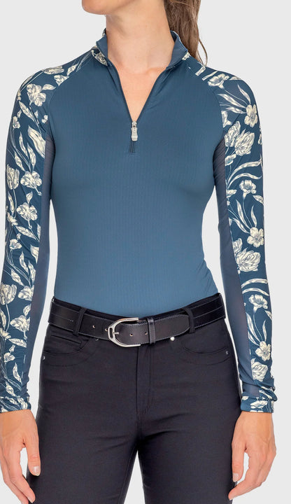 Kastel Denmark FRENCH BLUE Tulip LONG SLEEVE 1/4 ZIP SUN SHIRT