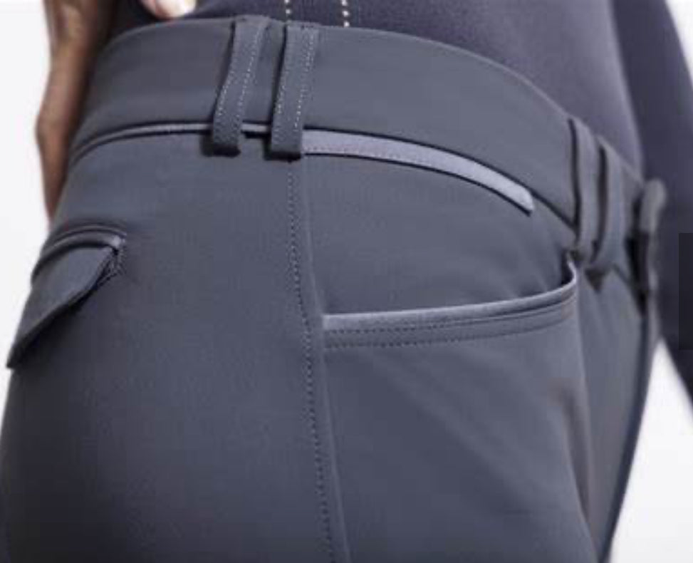 Samshield Ladies Mathilde Satin Mid Rise Anthrecite Grey Breech with Swarovski Crystal Detail
