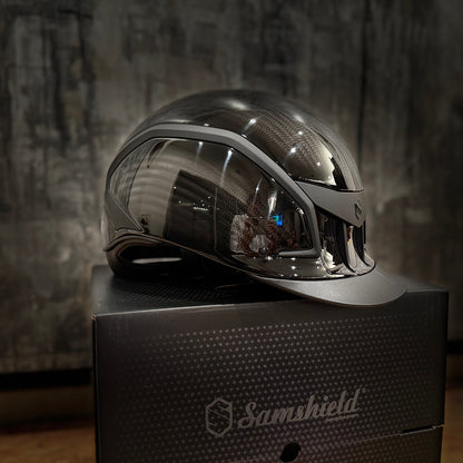 Helmet XJ V2 Limited Glossy Carbon Fiber Blackout Matt Darkline Glossy - Samhield Stock Helmet  2.0