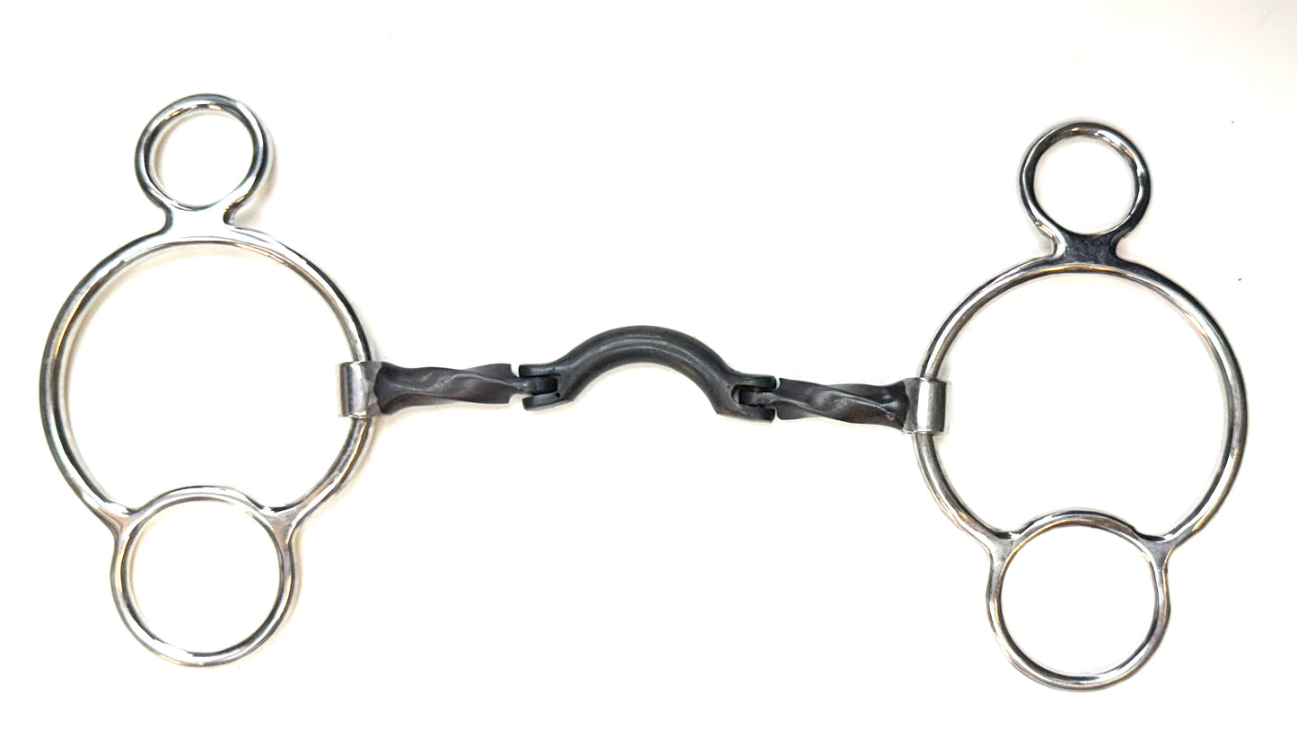 Bit Gag Nelson 1 1/2 Ring Slow Twist Low Port Hinge Avanti Italia Sweet Iron