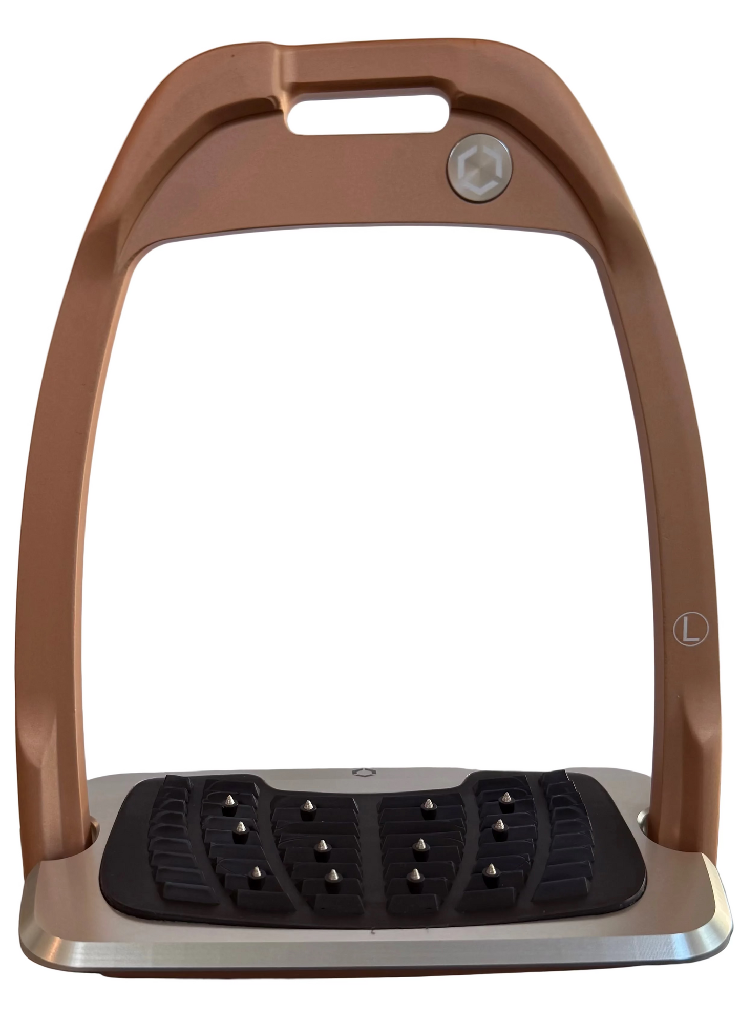 Flexon Stirrup Irons - Hunter Rose Gold and Shock Absorbers - Grip Incline Foot - Hunter H Style Iron Stirrup Incline Spike