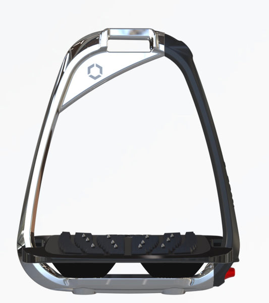 Flexon Stirrup Irons - Quick Release Chrome with Black Release Bar - and shock absorbers - Iron S Hunter Style