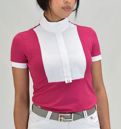 For Horses Daphne Raspberry Short Sleeve Bibb Show Shirt
