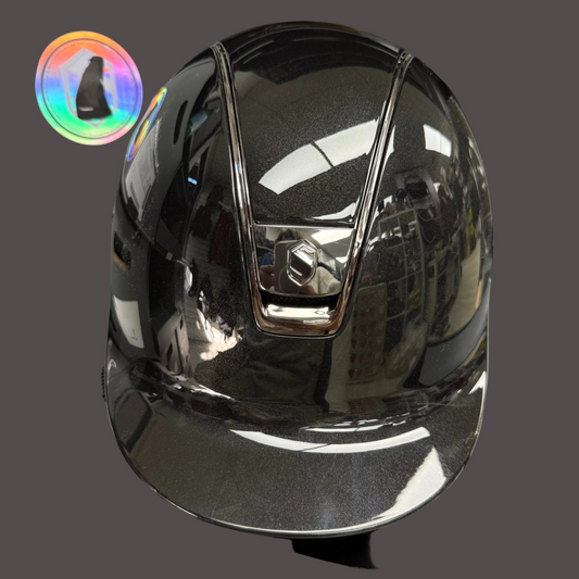 Helmet S Reg V1 Glossy - Glossy Top - Black Chrome Blazon & Rails - Samshield 1.0 Regular Brim - S1B