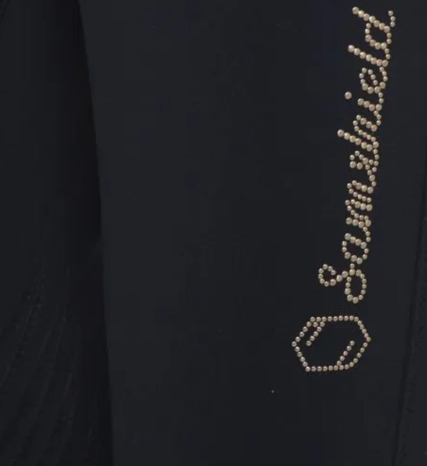 Samshield Ladies Adele Mid Rise Black Sand Agave Petrol Blue Metal Dot Logo l Detail Breech