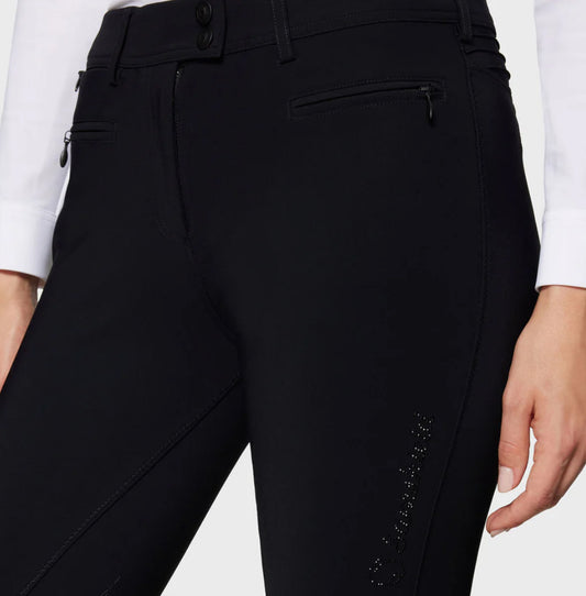 Samshield Ladies Adele Mid Rise Breech Black with Swarovski Crystal Detail - Knee Grip Replacement SP013