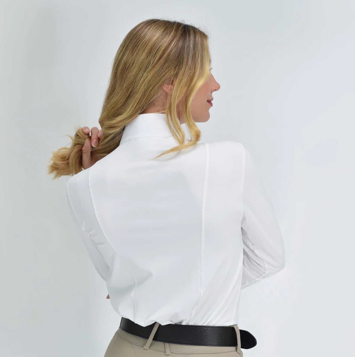 For Horses Aliyah Tangerine Long Sleeve Bibb Show Shirt with White Cuff