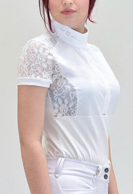 For Horses Parigina Bibb White Lace Short Sleeve Show Shirt