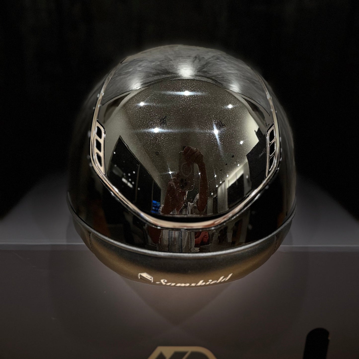 Helmet Miss V2 Glossy - Glossy - Chrome Rails & Black Chrome Blazon -  Samshield Stock 2.0 - MSGBC