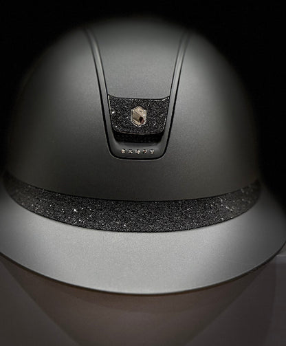 Helmet Miss V2 Matt - Matt - Ultra Fine Jet Black Swarovski Crystal Band & Blazon - Black Matt Rails - 5 Jet Hematite Swarovski Crystal - Samshield Custom 2.0 - CV2UFR