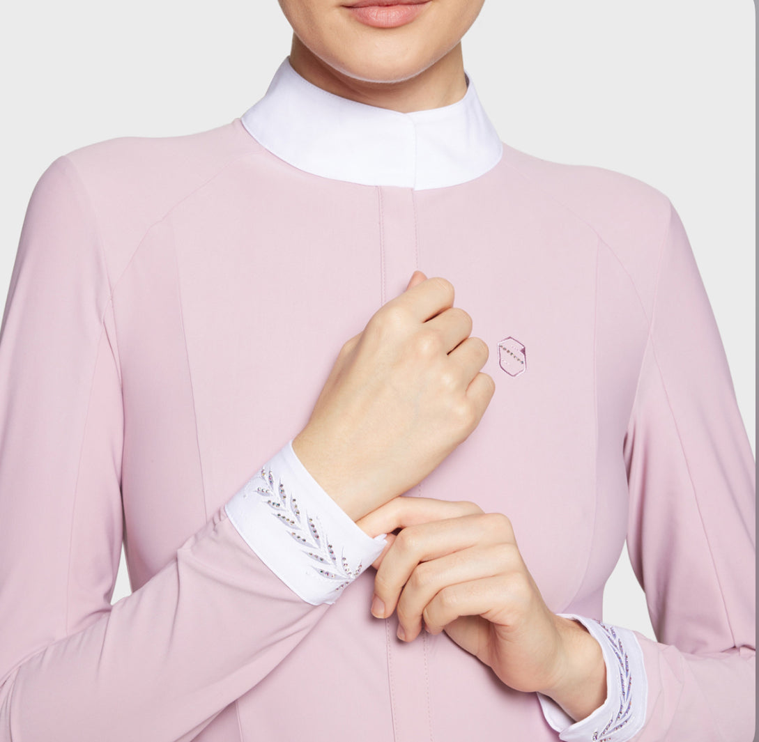 Samshield Ladies Show Shirt Long Sleeve Aline Crystal Feather Pink